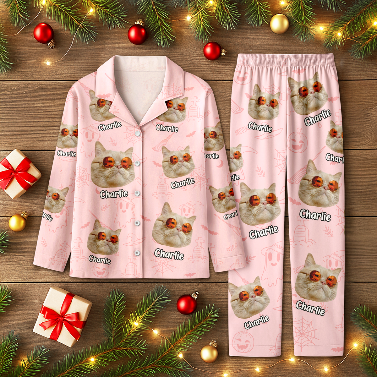 Custom Cat Photo Halloween Season Pajamas For Cat Lovers TH10 896131