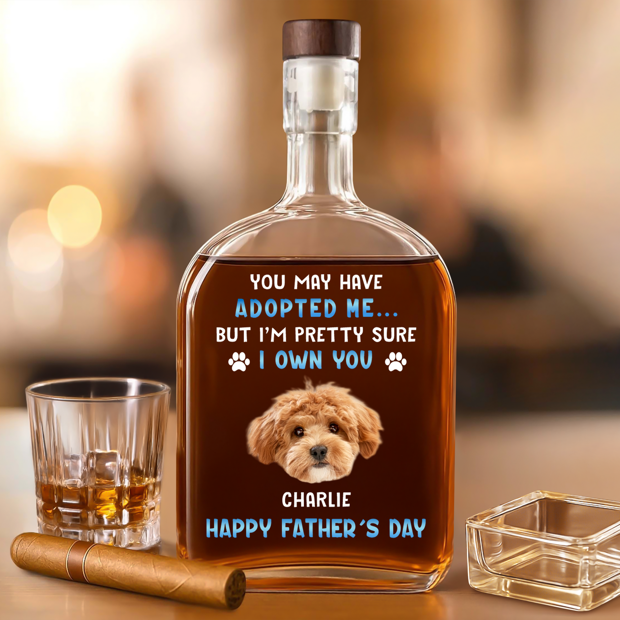 Custom Photo I Own You For Sure Whiskey Bottle Father's Day Gift For Dog Dad HA75 892500