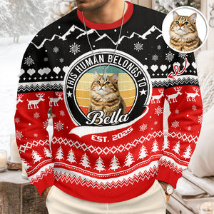 Custom Photo Human Belongs Cat Ugly Sweater For Pet Lovers HO82 900022