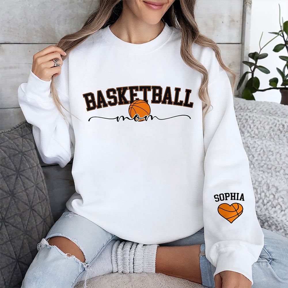 Personalized Kids Name Basketball Mom Sleeve Printed Sweatshirt LM32 895703
