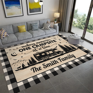 Happy Campers Personalized Caro Style Camping Patio Rug For Camping Lovers CH07 896194