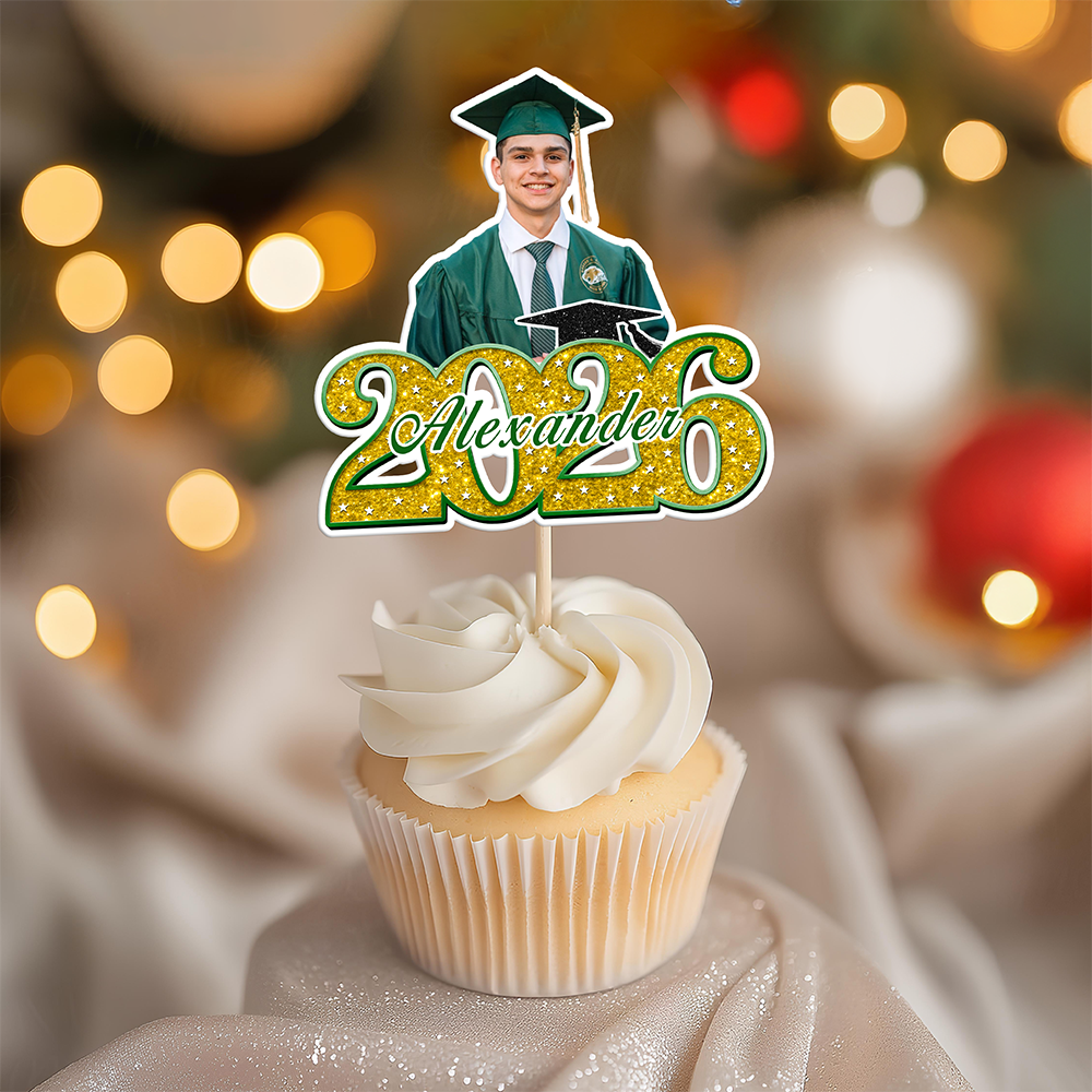 Custom Photo Class of 2026 Graduation Cupcake Toppers, Personalized Grad Party Decor CH07 910696