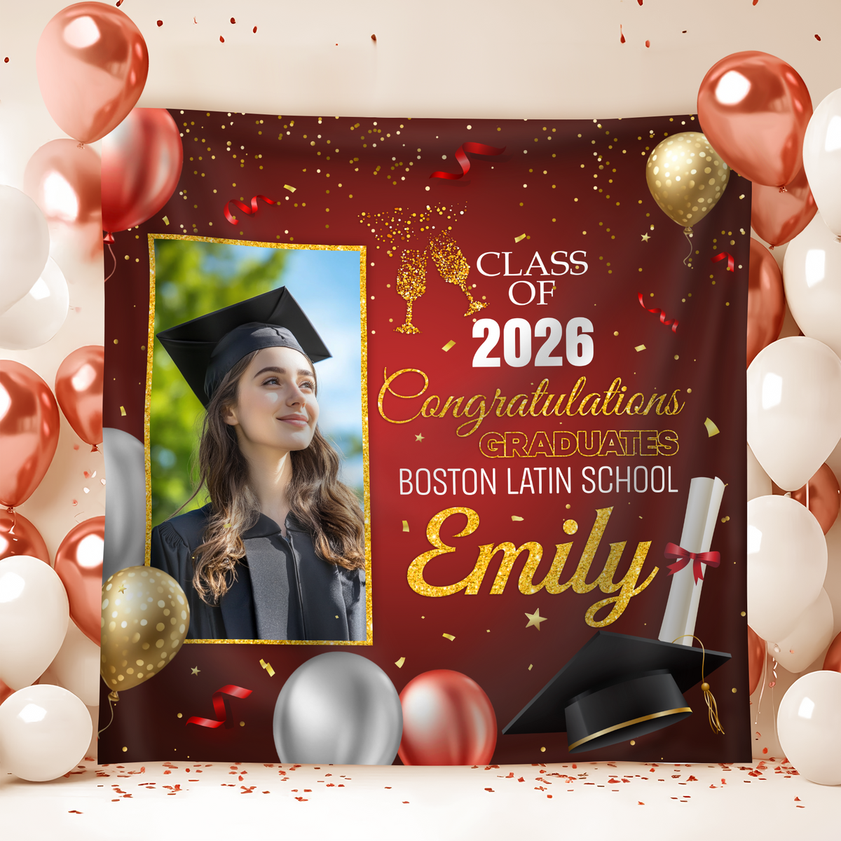 Custom Photo Class Of 2026 Graduation Celebration Backdrop LM32 897679