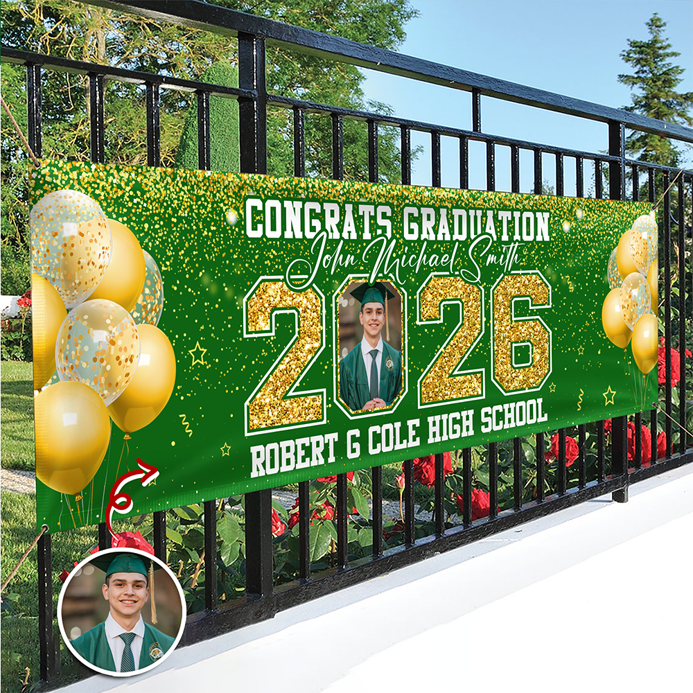 Custom Photo Class of 2026 Banner Personalized Congrats Graduation Banner Party Decor CH07 910264