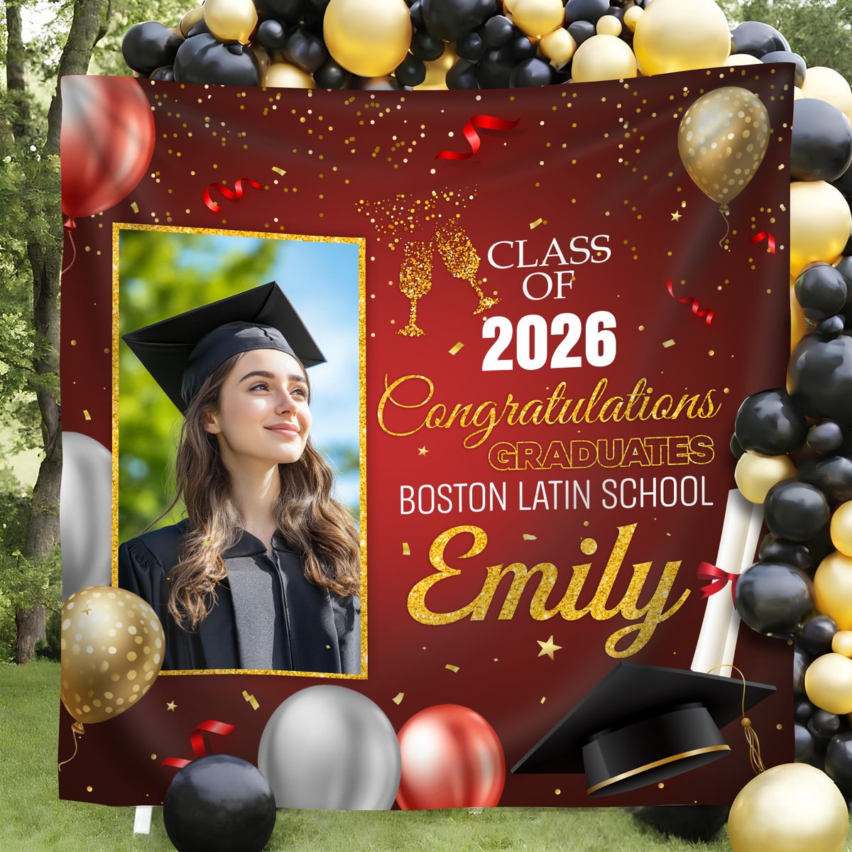 Custom Photo Class Of 2026 Graduation Celebration Backdrop LM32 897679
