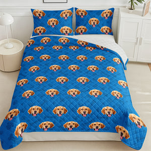 Custom Photo Dog Cat With Paw Quilt Bedding Set HO82 900714