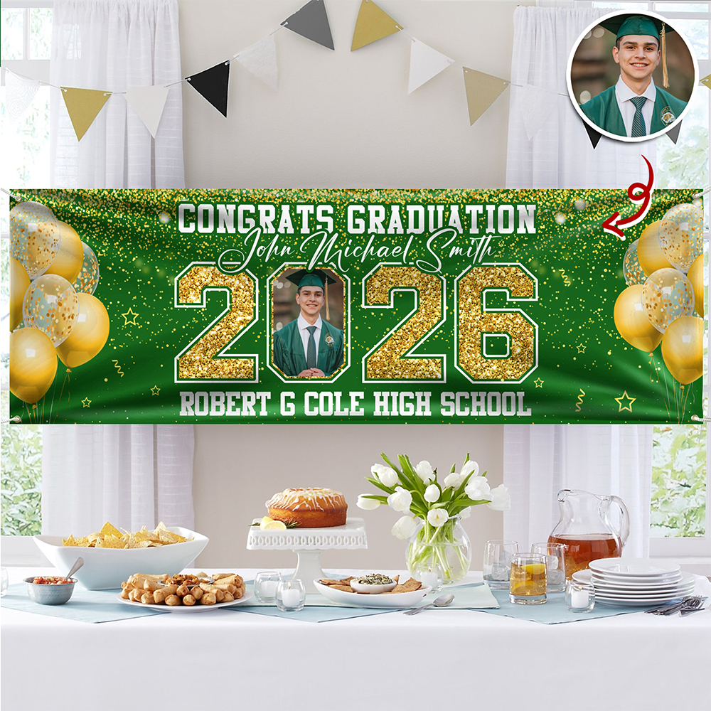 Custom Photo Class of 2026 Banner Personalized Congrats Graduation Banner Party Decor CH07 910264