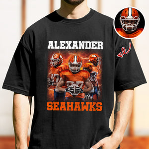 Custom Photo Football Player Bootleg Tee - Personalized Dark Shirt CH07 899480