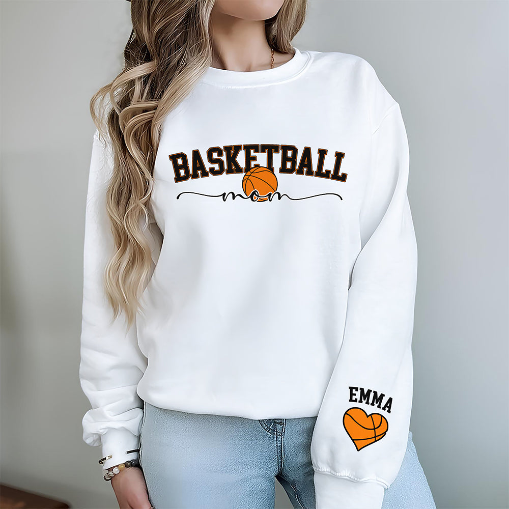 Personalized Kids Name Basketball Mom Sleeve Printed Sweatshirt LM32 895703