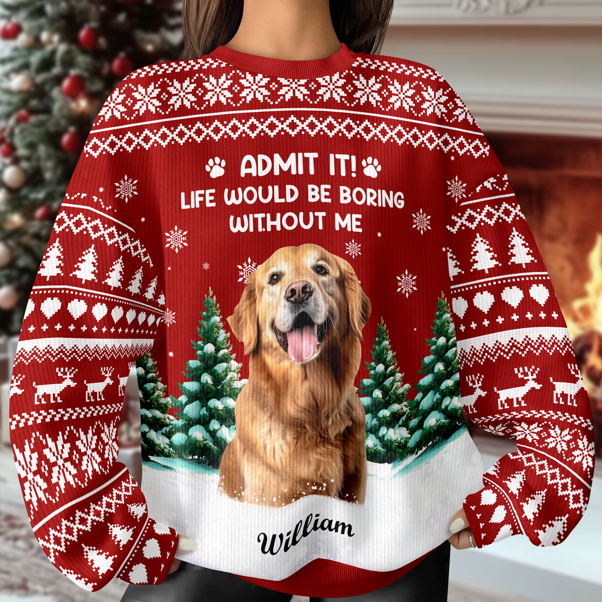 Custom Dog Photo Admit it! Life Would Be Boring Without Us Christmas Ugly Sweater CH07 896606