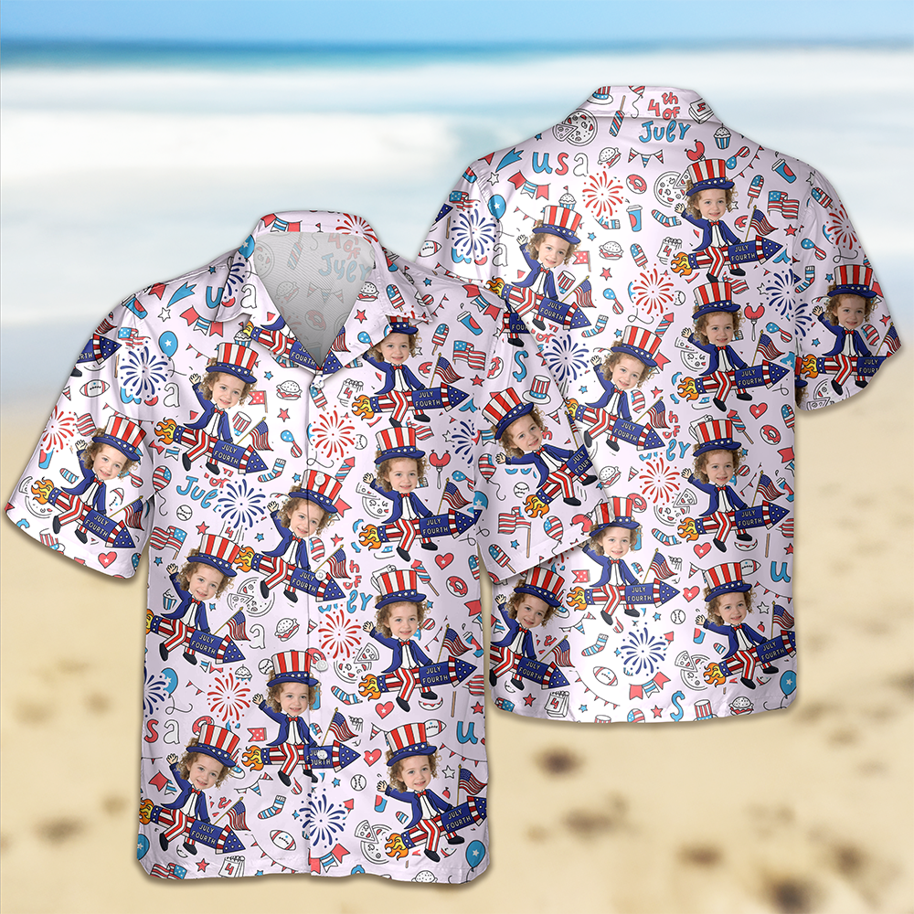 Custom Face Photo 4th of July Anniversary Hawaii Shirt LM32 899707