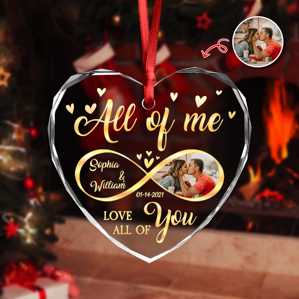 Custom Photo All Of Me Loves All Off You Couple Heart Shape Glass Ornament HA75 892836