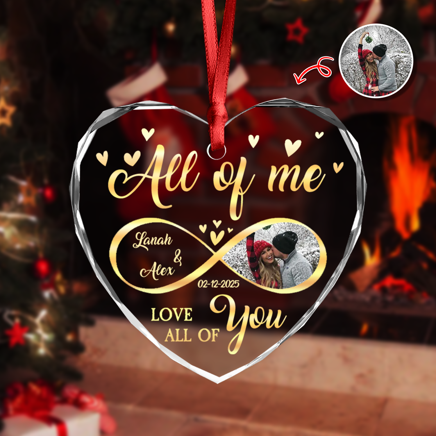 Custom Photo All Of Me Loves All Off You Couple Heart Shape Glass Ornament HA75 892836