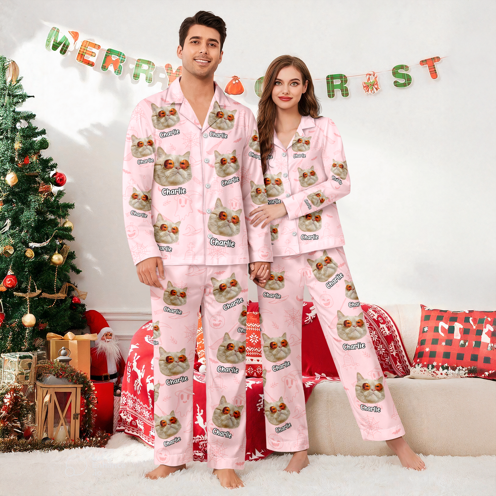 Custom Cat Photo Halloween Season Pajamas For Cat Lovers TH10 896131