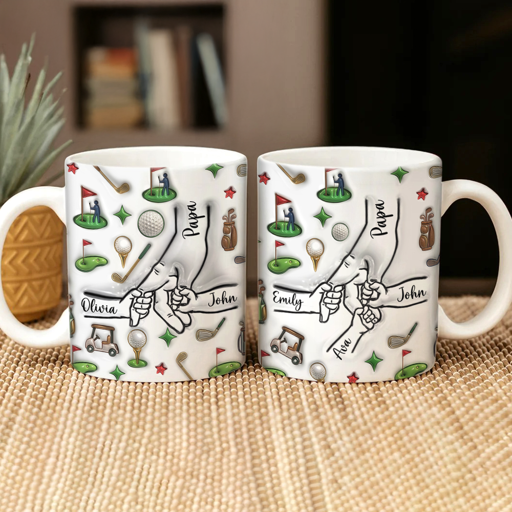 Personalized Papa Golf Mug With Kids Names 3D Inflated Effect Mug TH10 169845