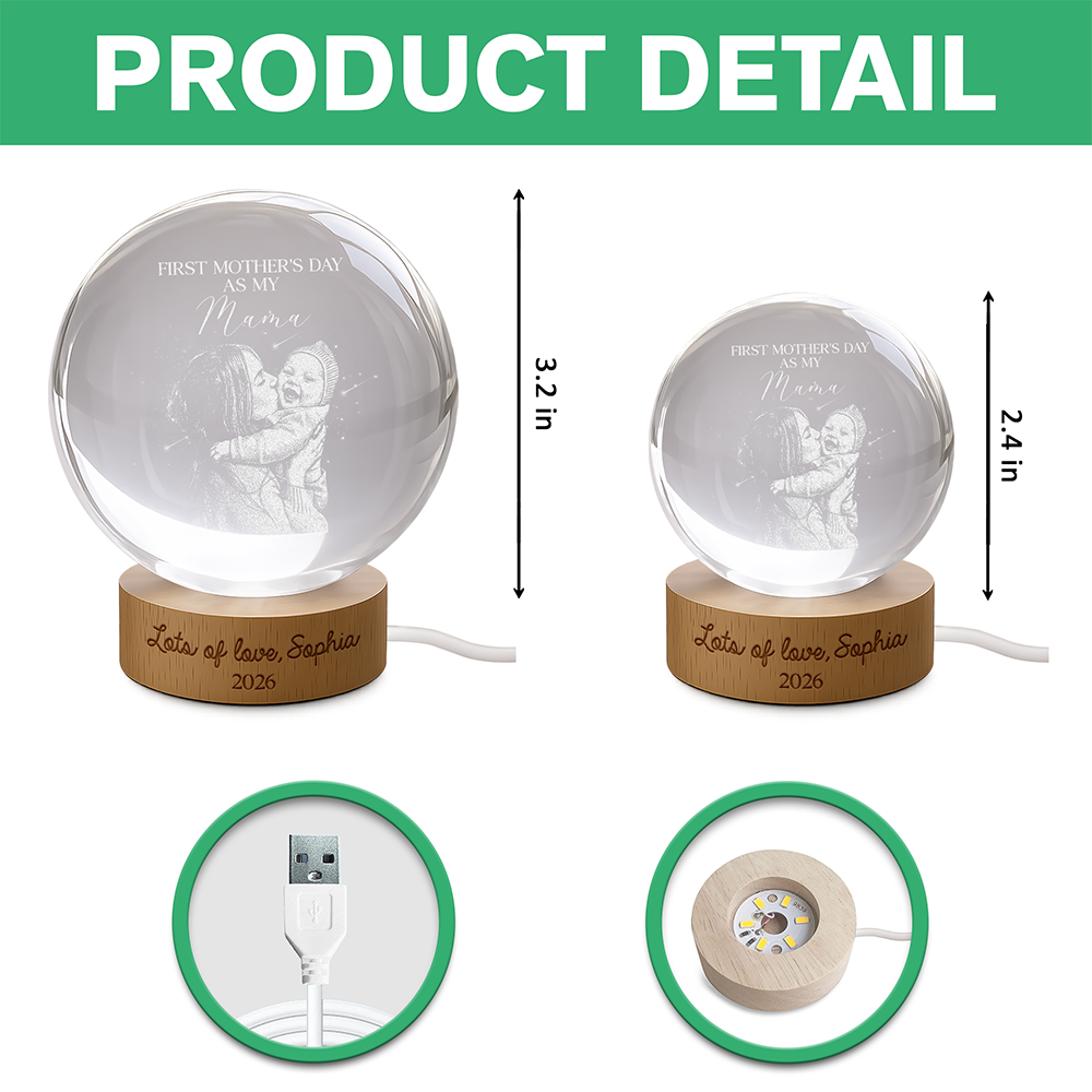Custom Photo First Mother's Day As My Mom Crystal Ball LED Night Light LM32 899807