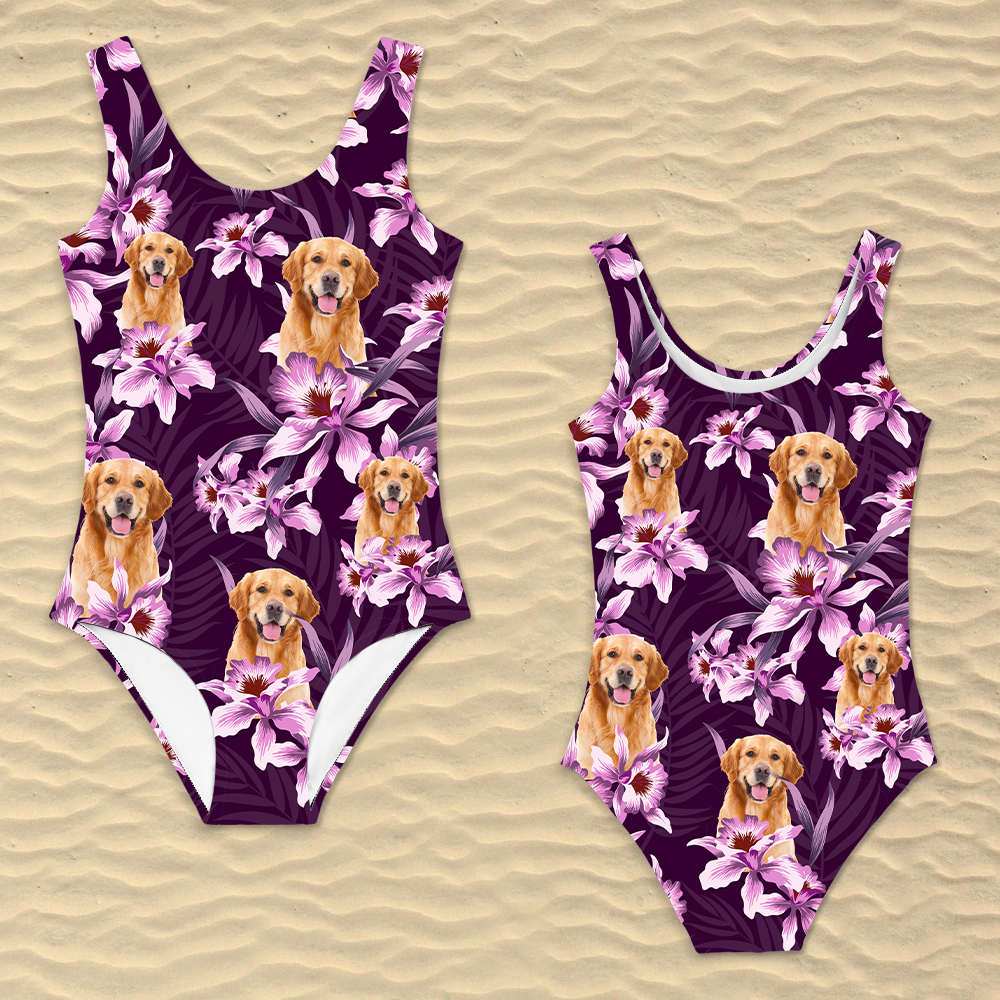 Custom Face Photo With Lily Flowers Swimsuit CH07 911240