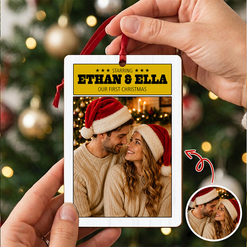 Custom Photo Our First Christmas Couple Wood Ornament HO82 903366