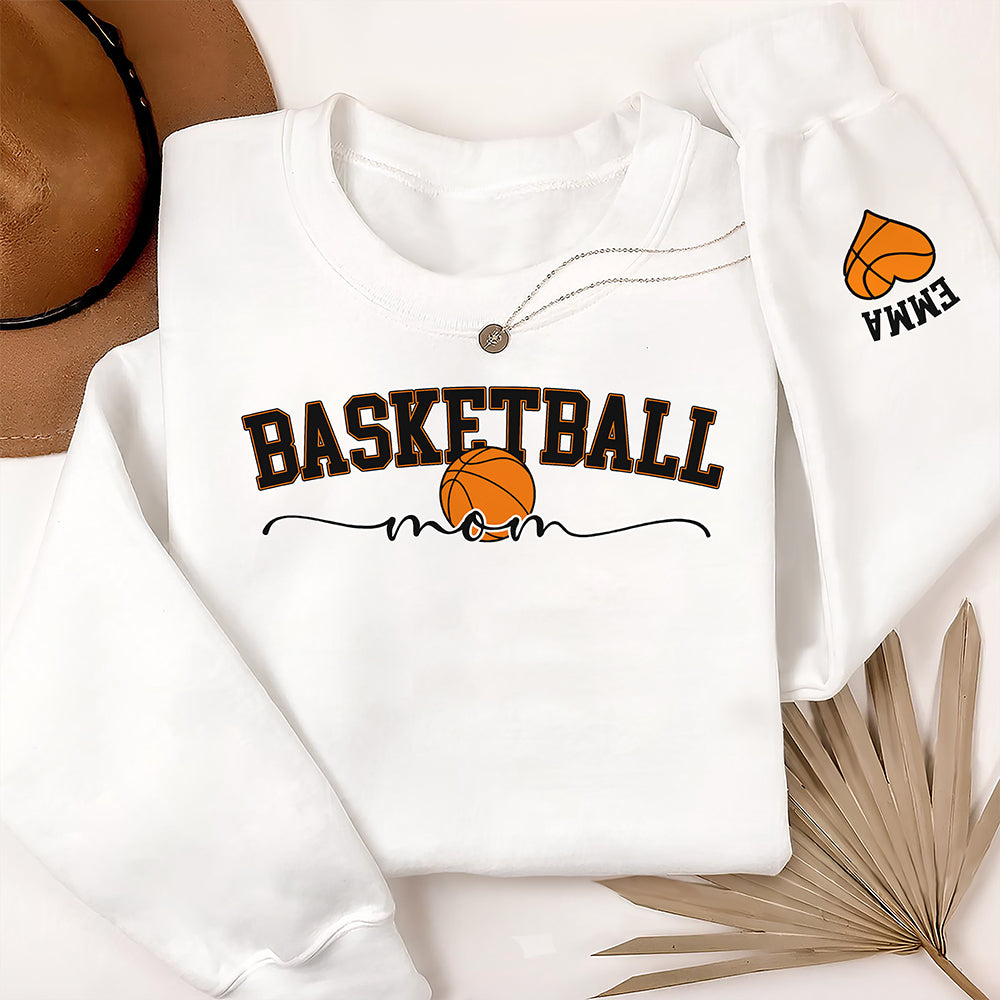 Personalized Kids Name Basketball Mom Sleeve Printed Sweatshirt LM32 895703