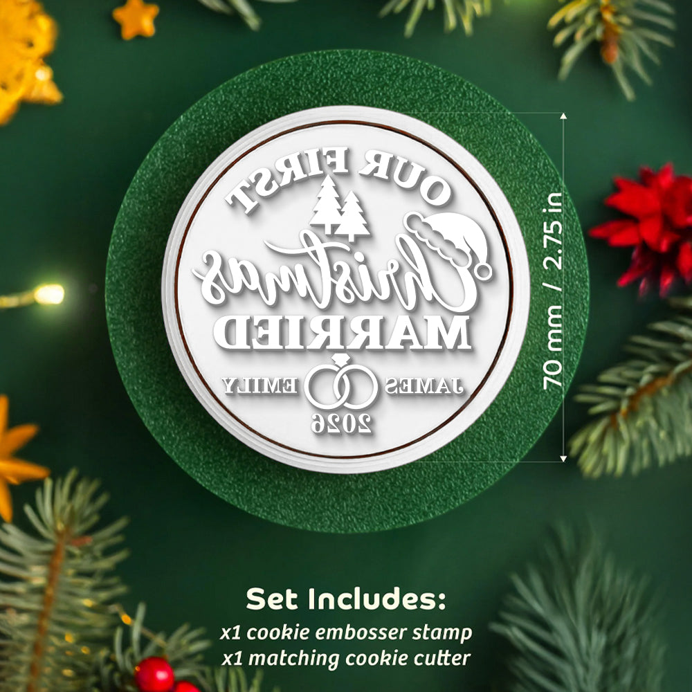 Personalized Our First Christmas Married Cookie Stamp HA75 922218