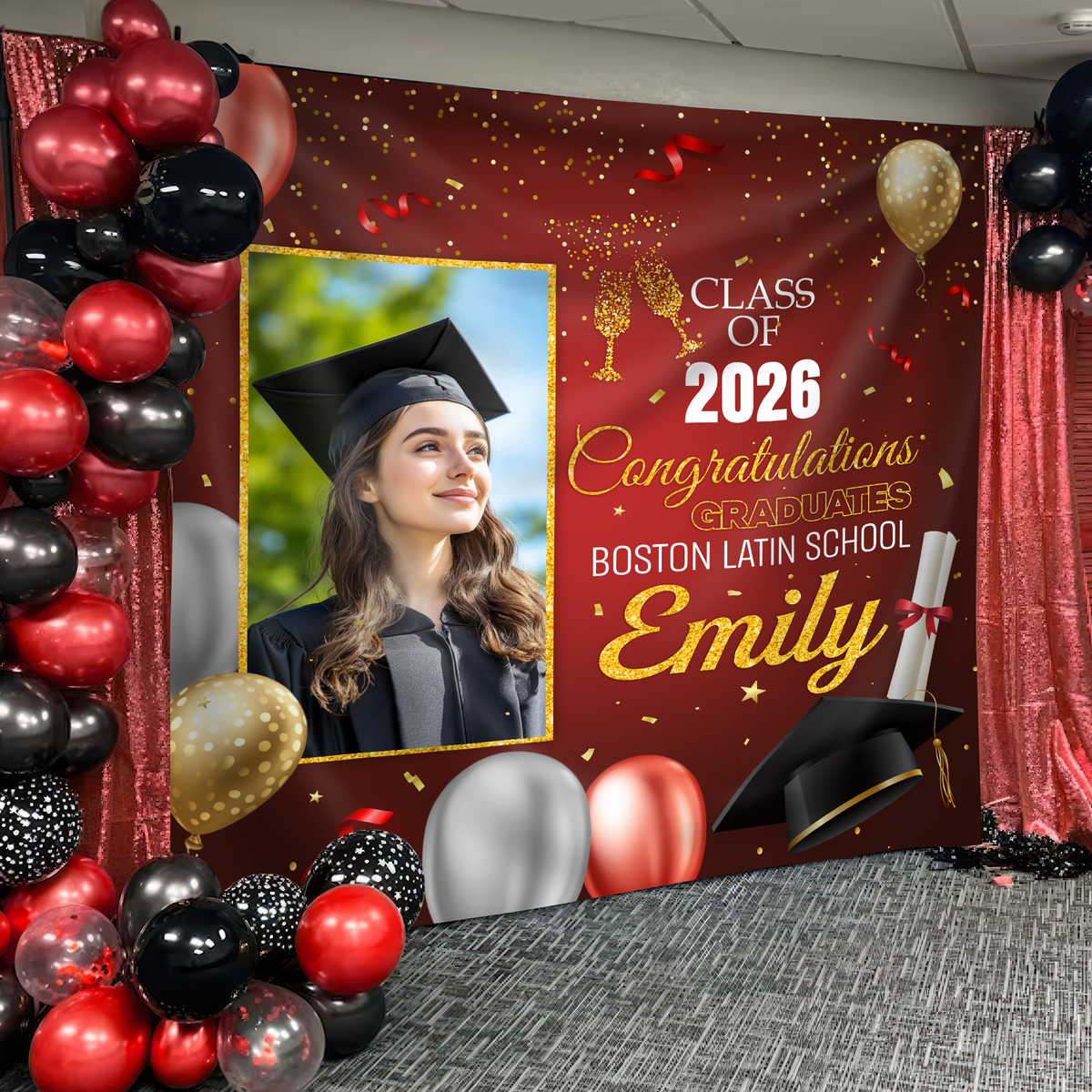 Custom Photo Class Of 2026 Graduation Celebration Backdrop LM32 897679