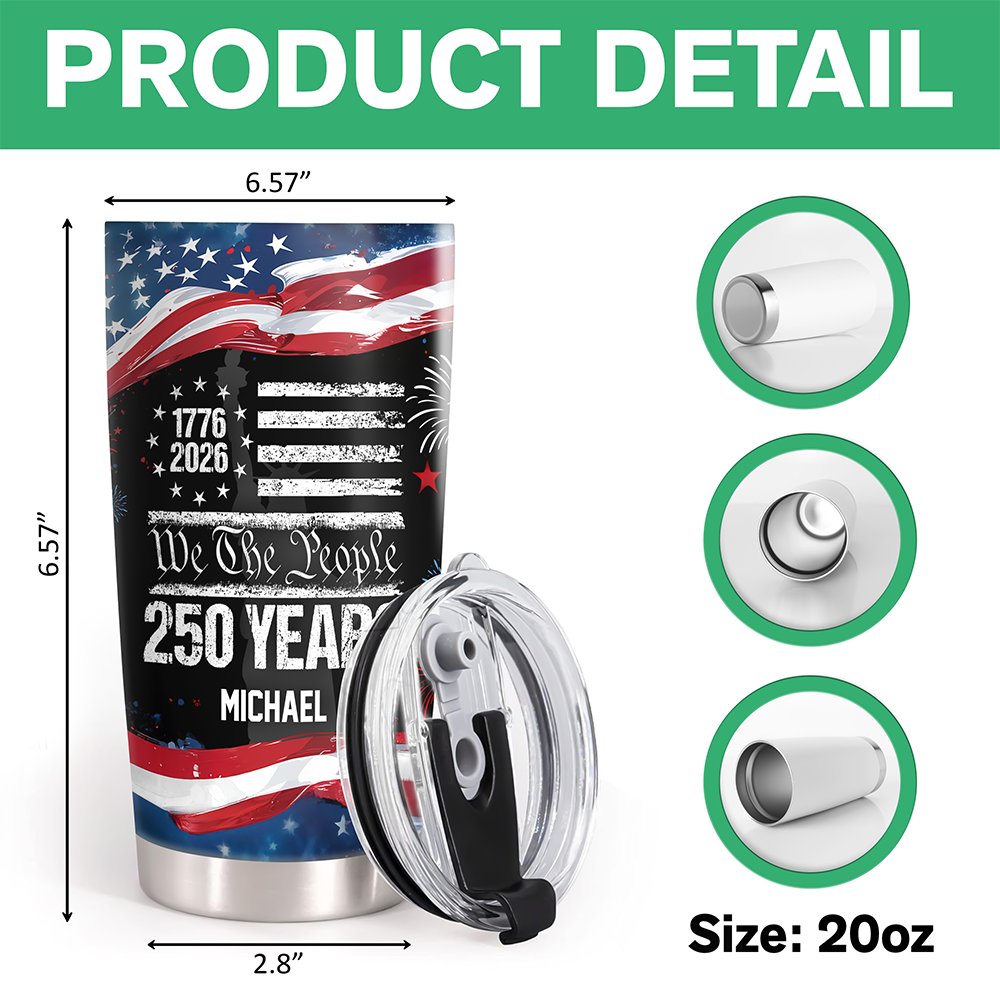 Custom Name 250 Years USA 250th Birthday 1776-2026 Eagle Fat Tumbler HA75 920990