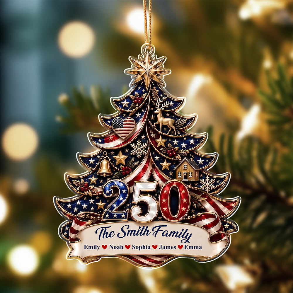 Personalized Family Christmas Tree 250 Acrylic Ornament Patriotic Christmas Gift CH07 180328