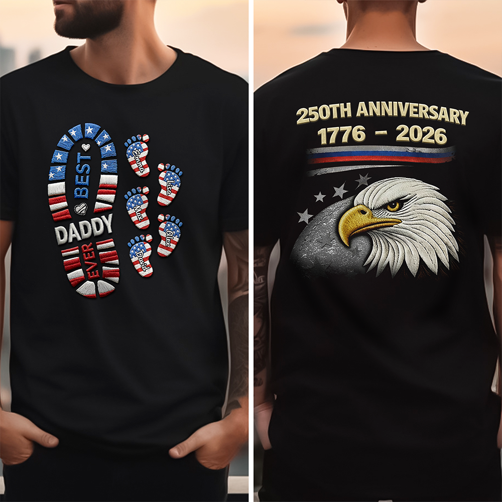Personalized 250th Anniversary Dad 1776-2026 Back & Front Dark Shirt CH07 911004