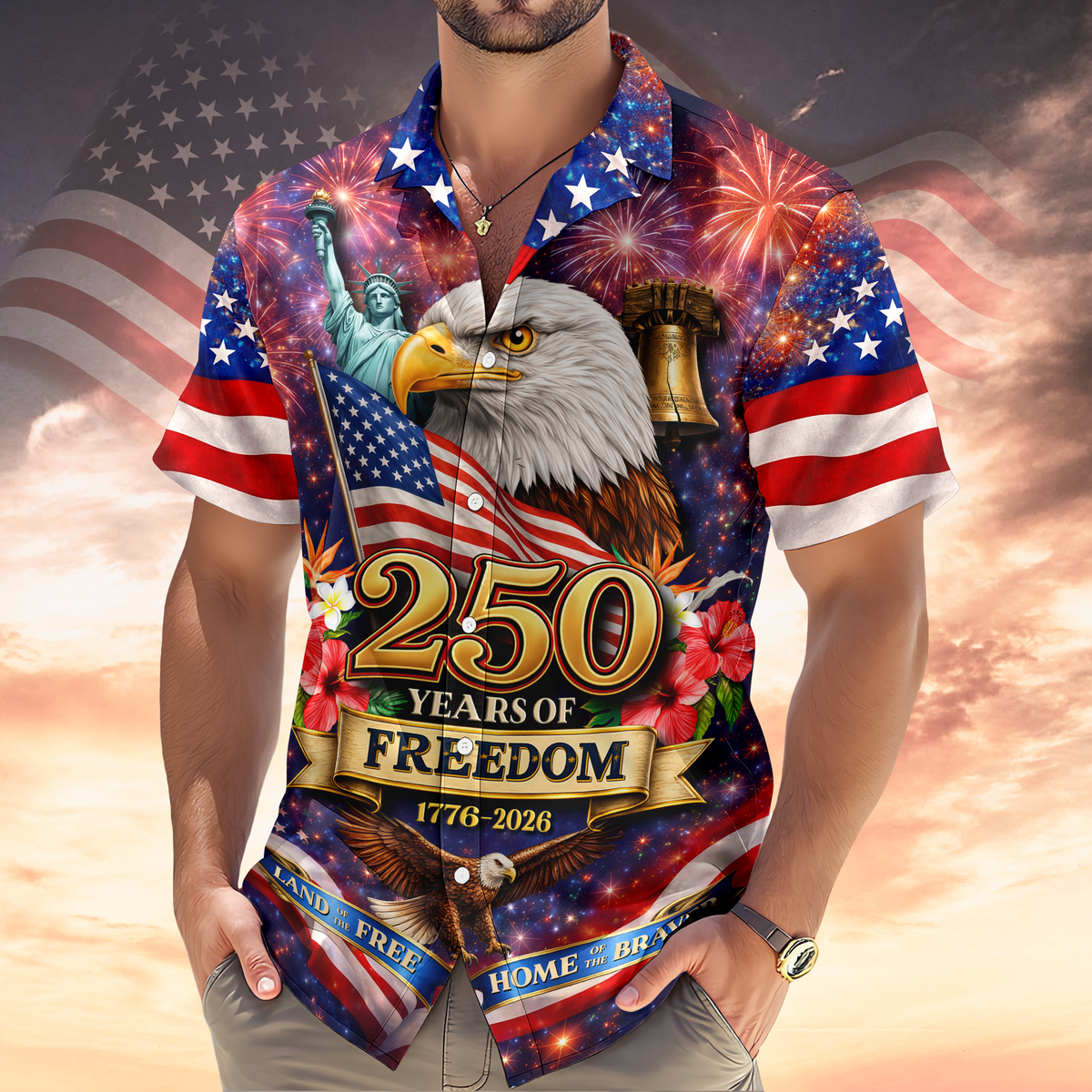 America Land of The Free Home of The Brave 250 Years of Freedom Hawaiian Shirt CH07 910374