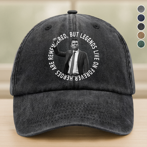 Pray For Legends - Charlie Kirk Lives On Forever Washed Denim Baseball Cap LM32 65479