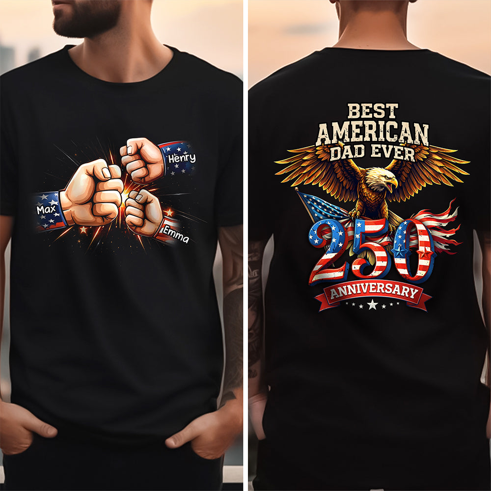 Personalized Best American Dad Ever Back & Front Dark Shirt CH07 911134