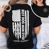 Custom Name Best Dog Mom Ever Paw American Flag Back & Front Dark Shirt LM32 899519