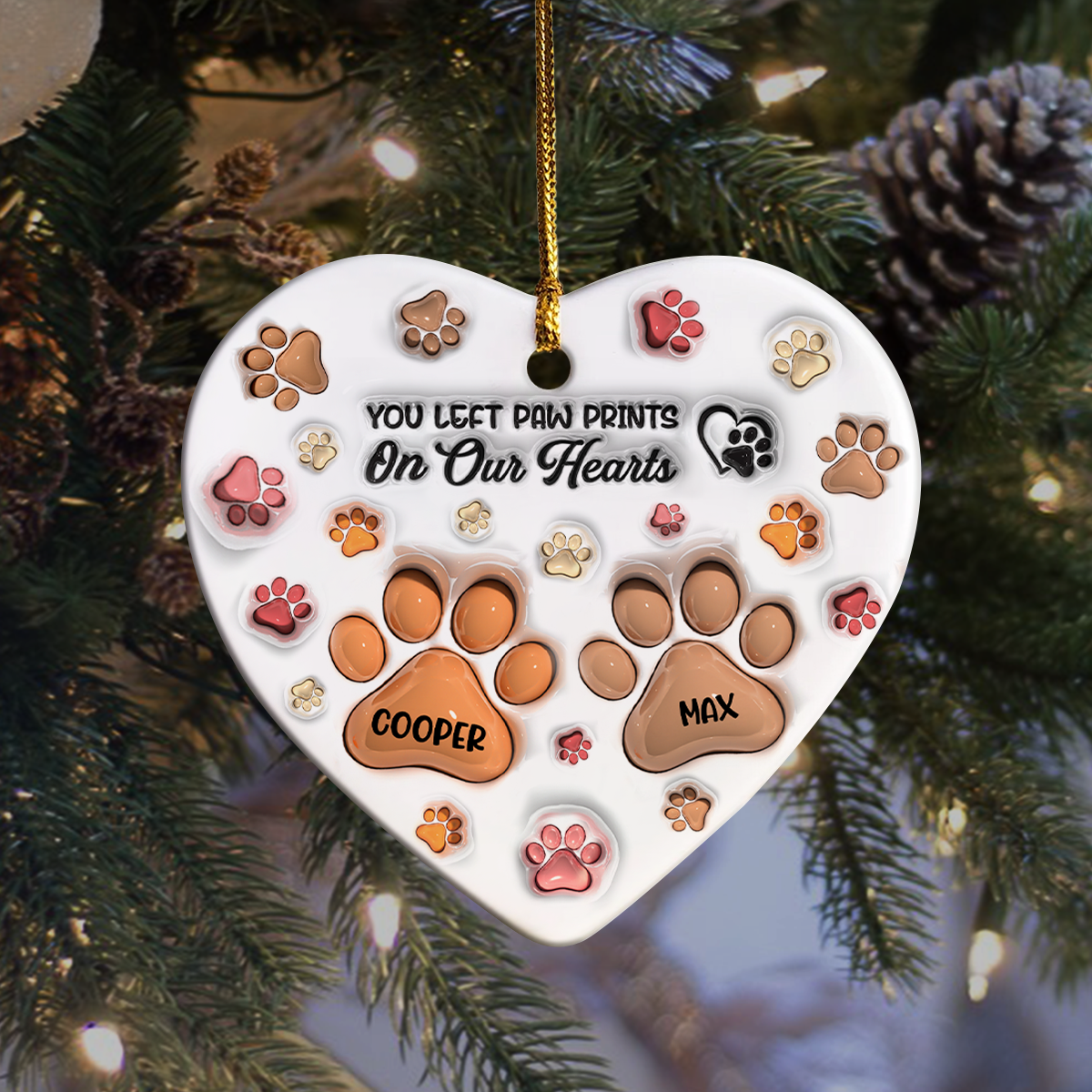 You Left Paw Prints On My Heart 3D Inflated Effect Heart Shaped Ceramic Ornament Personalized Gift HA75 897182
