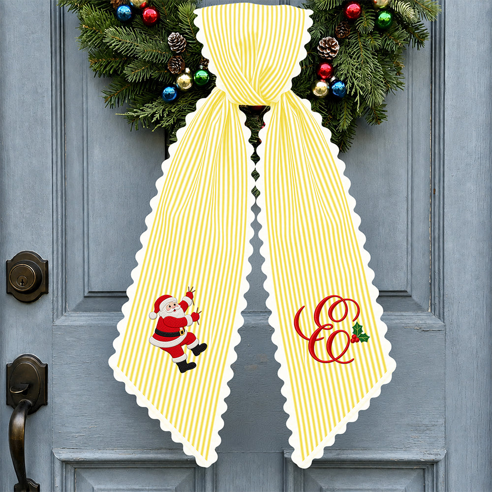 Custom Initial Santa Christmas Ribbon Wreath Sash Christmas Wreath Decoration HA75 919478