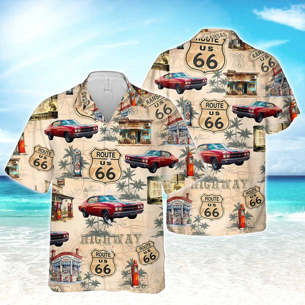 Custom Car Photo Rout 66 Authentic Hawaiian Shirt TH10 892551