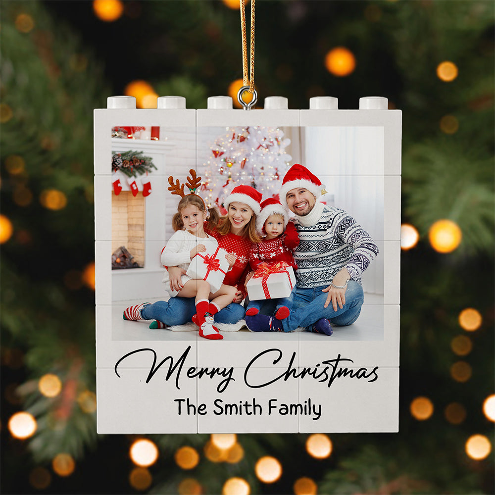 Custom Photo Merry Christmas Building Blocks Ornament TH10 170647