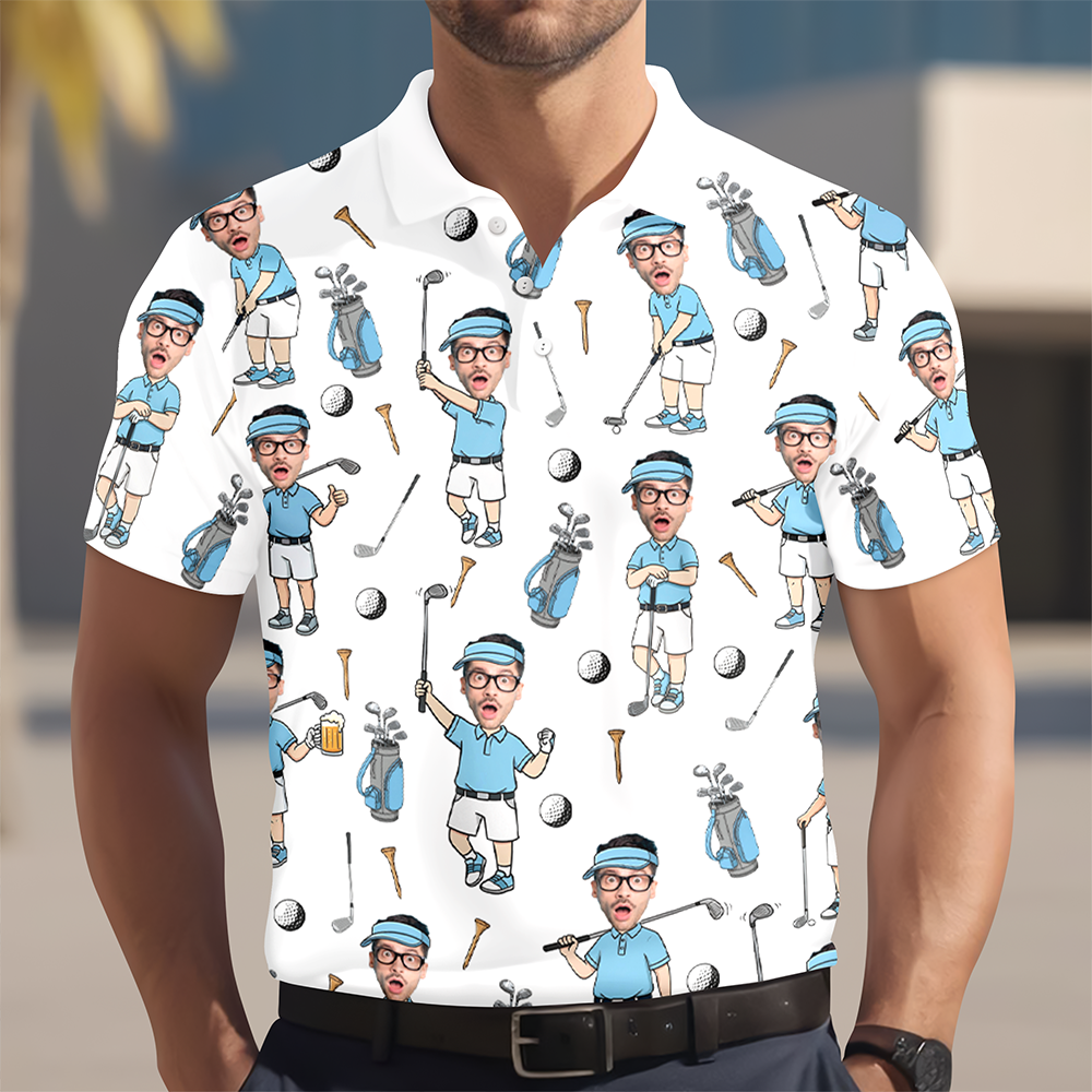 Custom Face Photo Golf Polo Shirt Gift For Golf Lover CH07 911176