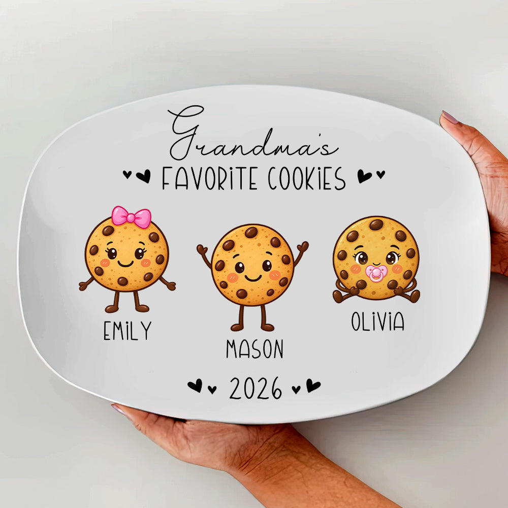 Personalized Family Cookie Characters Platter, Favorite Cookies Holiday Gift TH10 171545
