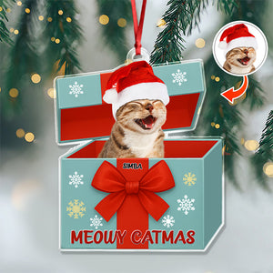 Custom Cat Photo Meowy Catmas Acrylic Ornament Gift For Cat Lovers HO82 900010