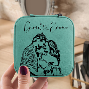 Custom Couple Photo Pencil Drawing Unique Jewelry Travel Box LM32 893037