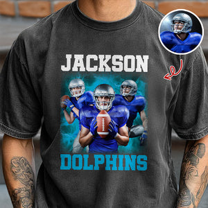 Custom Photo Football Player Bootleg Tee - Personalized Comfort Color Shirt CH07 899492