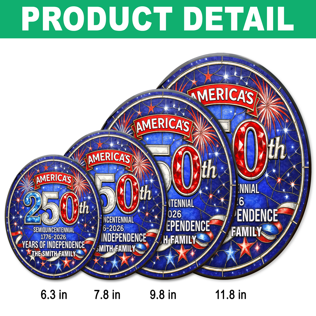 Custom Family Name America's 250th Semiquincentennial Years Of Independence Stained Glass Suncatcher TH10 898735