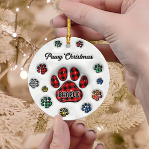 Pawy Meowy Christmas 3D Inflated Effect Ceramic Ornament Personalized Gift For Dog Cat Lover HO82 894640