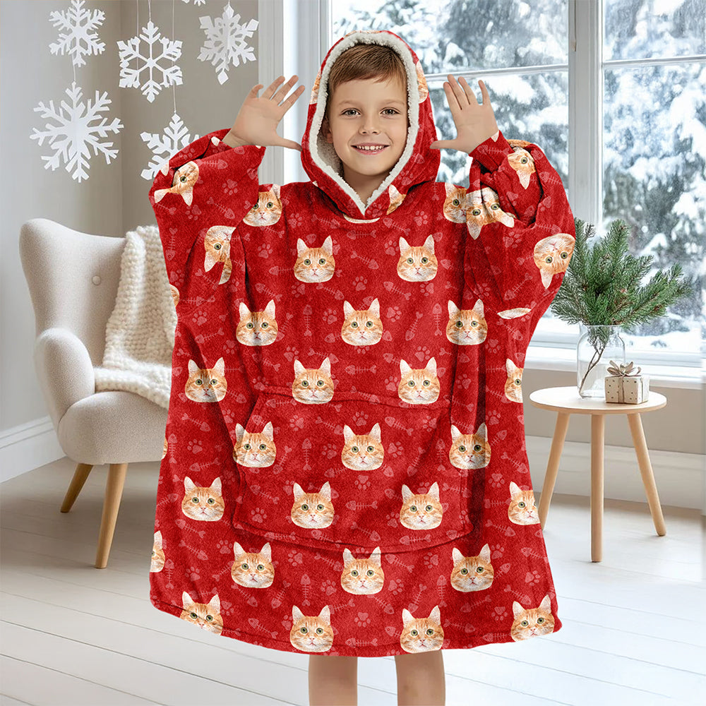 Custom Photo Cat Pattern Hoodie Blanket HA75 898280