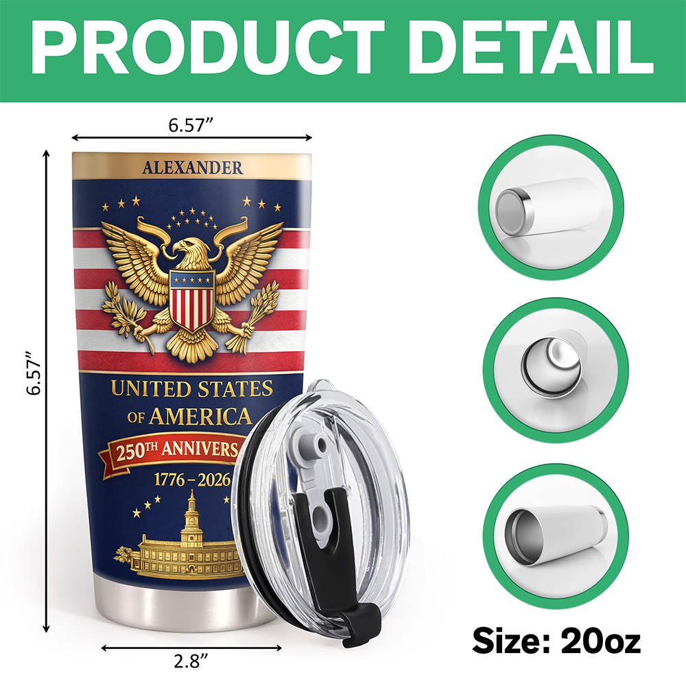 Custom Name USA 250th Anniversary 1776-2026 Fat Tumbler TH10 898905