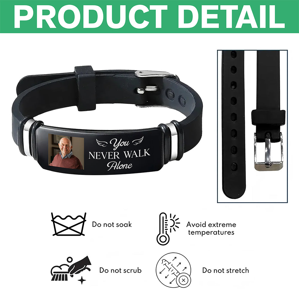 Custom Photo You Never Walk Alone Memorial Wristband Bracelet HA75 922016