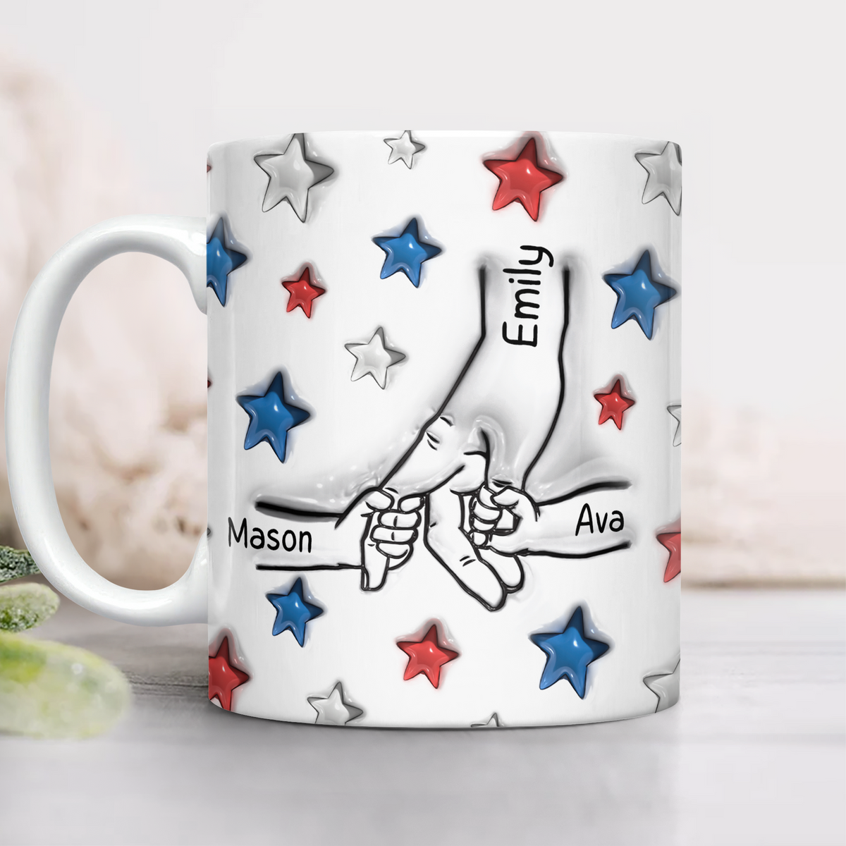 Custom Name Best Mom, Dad Ever America Flag Pattern 3D Inflated Effect Mug TH10 169475