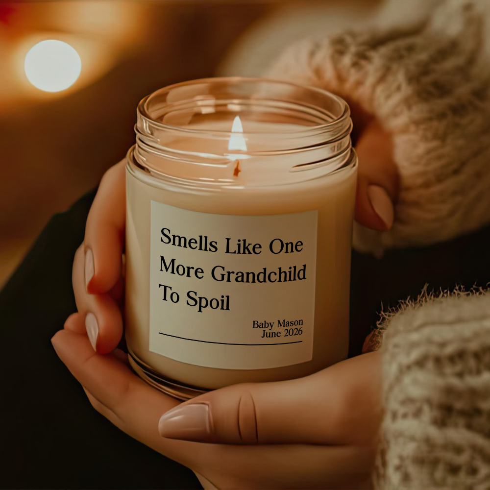 Custom Pregnancy Announcement Scented Candle – Baby Reveal Gift for Parents & Grandparents LM32 899801