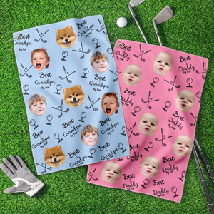 Custom Face Photo Best Dad By Par Dog Family Golf Towel LM32 893643