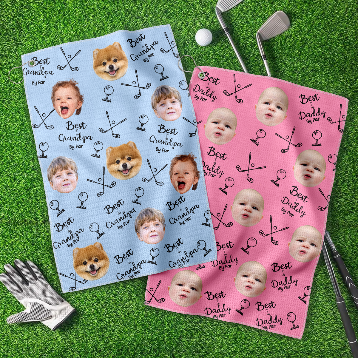 Custom Face Photo Best Dad By Par Dog Family Golf Towel LM32 893643